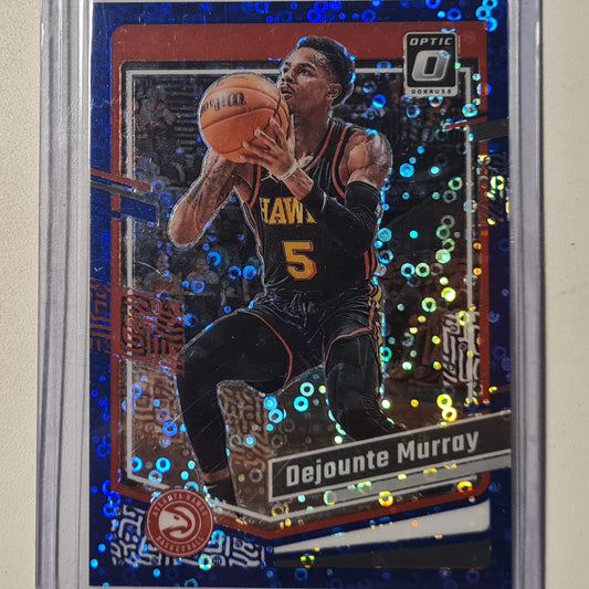 Dejounte Murray 2023-24 Panini Donruss Optic blue prizm 06/49 #14 NBA Basketball Atlanta Hawks Excellent Sleeved