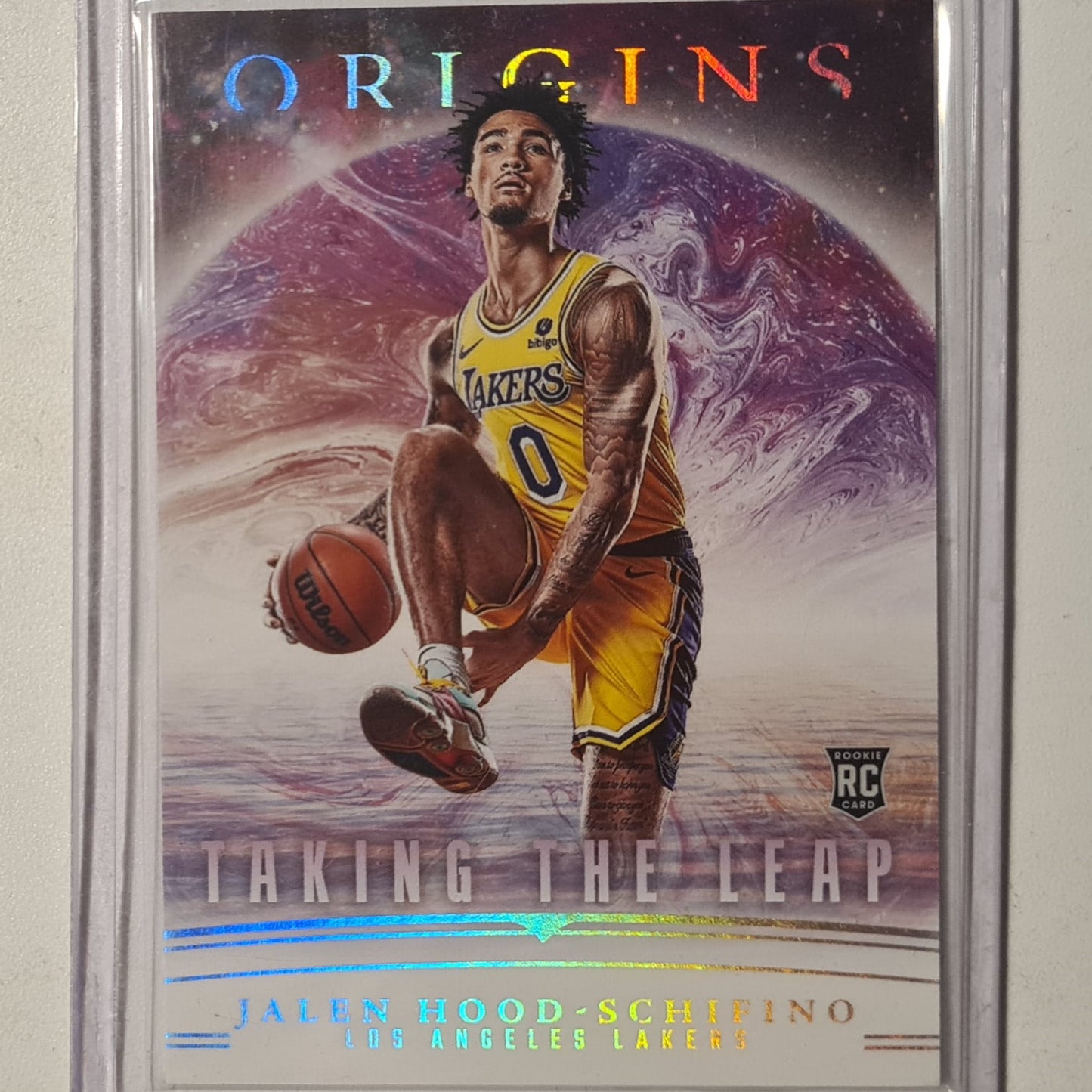 Jalen-Hood-Schifino 2023-24 Panini Origins Taking the leap Rookie RC #1 NBA Basketball LA Lakers Excellent Sleeved