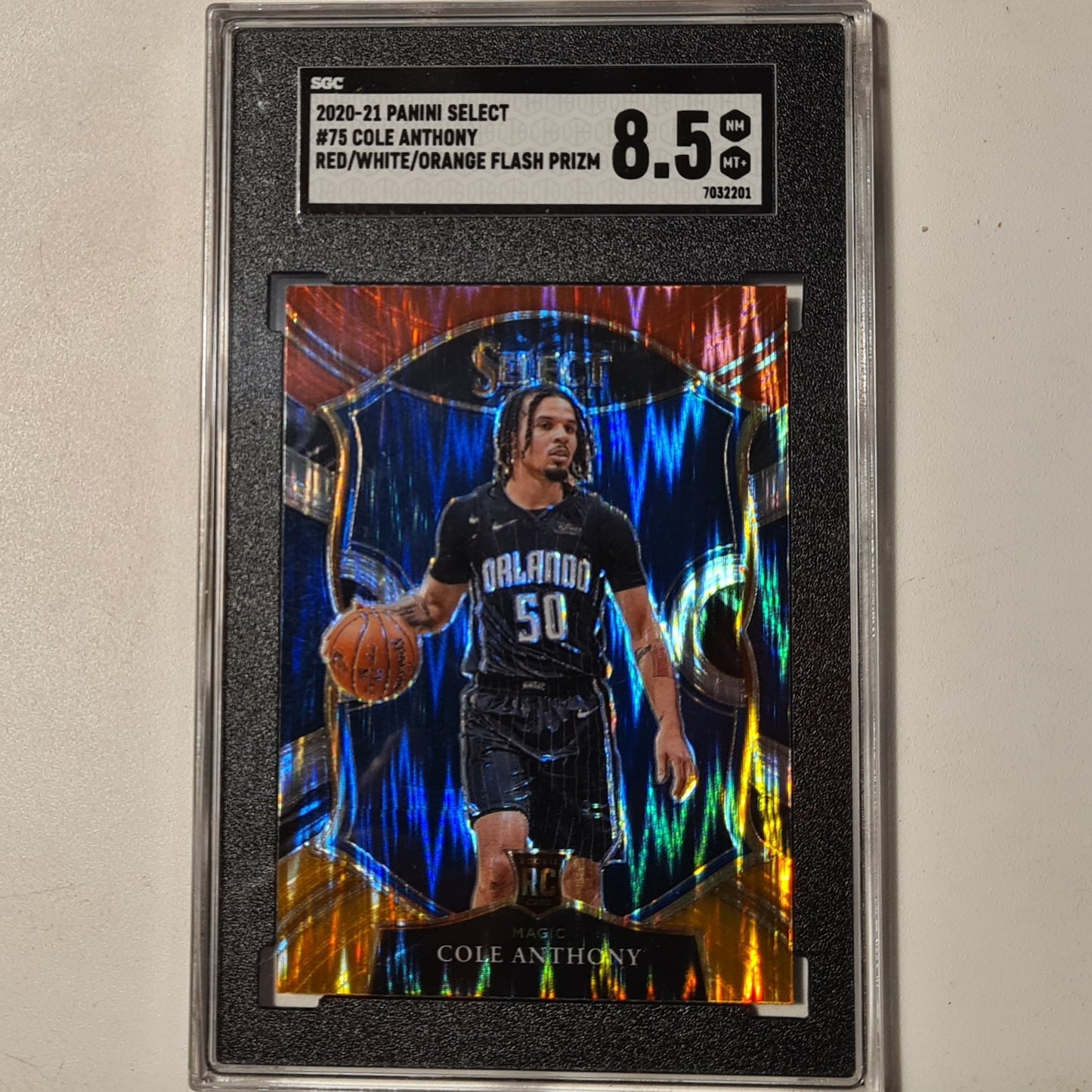 Cole Anthony 2020-21 Panini Select red white orange flash prizm Rookie RC #75 NBA Basketball Orlando Magic SGC 8.5 GRADED SLAB