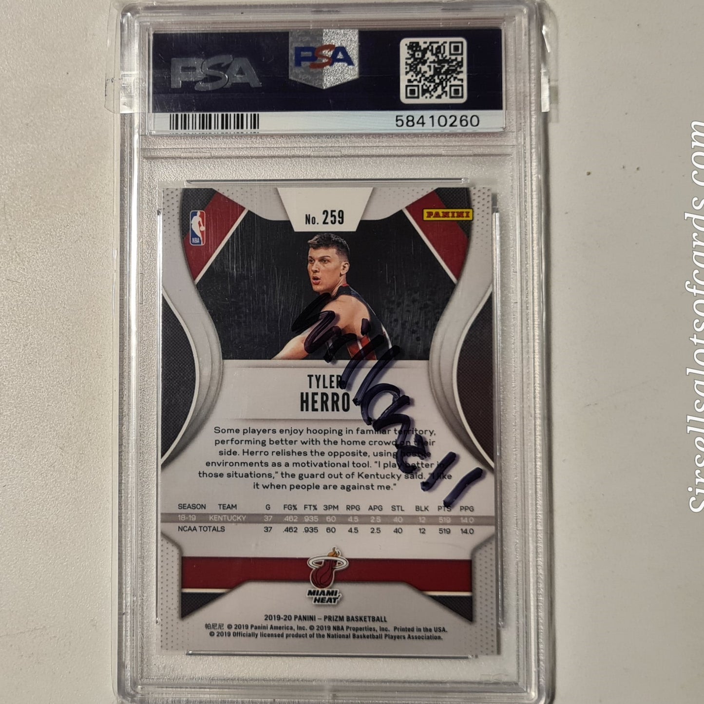 Tyler Herro 2019-20 Panini Prizm Rookie RC #259 NBA Basketball Miami Heat PSA 9 GRADED SLAB