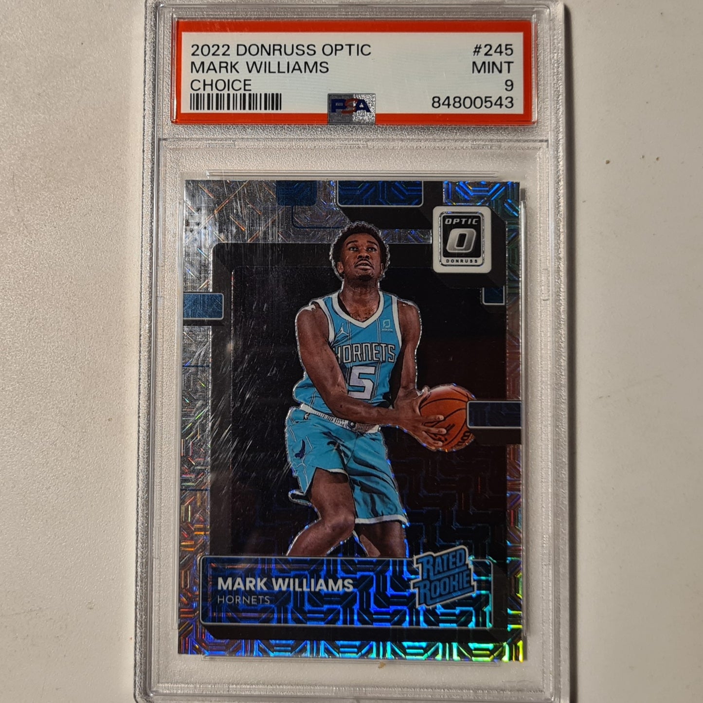 Mark Williams 2022 Panini Donruss Optic rated rookie RC Choice Prizm #245 NBA Basketball Charlotte Hornets PSA 9 GRADED SLAB