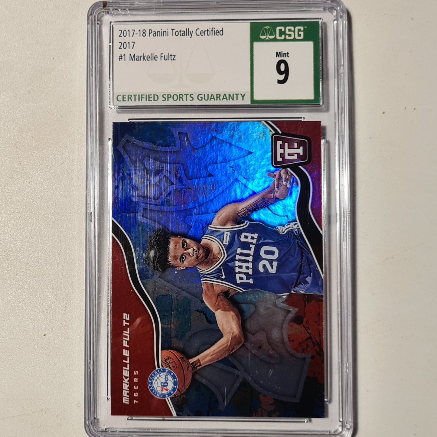 Markelle Fultz 2017-18 Panini totally certified refractor rookie RC #1 NBA Basketball Philadelphia 76ers CSG 9 GRADED SLAB