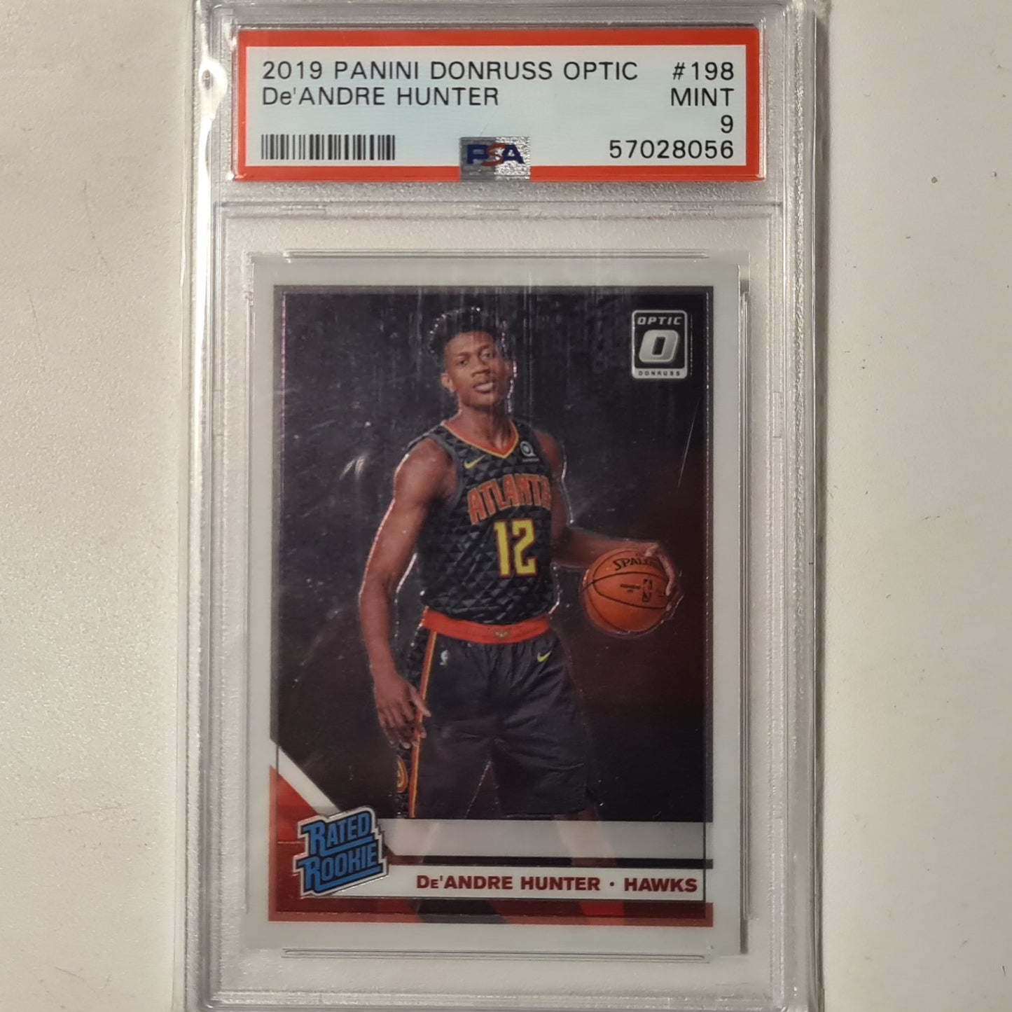 De'Andre Hunter 2019-20 Panini Donruss  Optic Rated rookie RC #198 NBA Basketball Atlanta Hawks PSA 9 GRADED SLAB