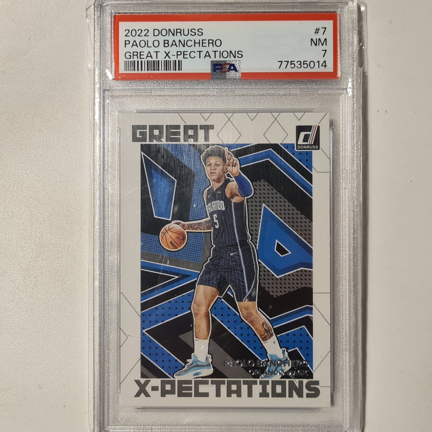 Paolo Banchero 2022-23 Panini Donruss Great x-Pectations rookie RC #7 NBA Basketball Orlando Magic PSA 7 GRADED SLAB