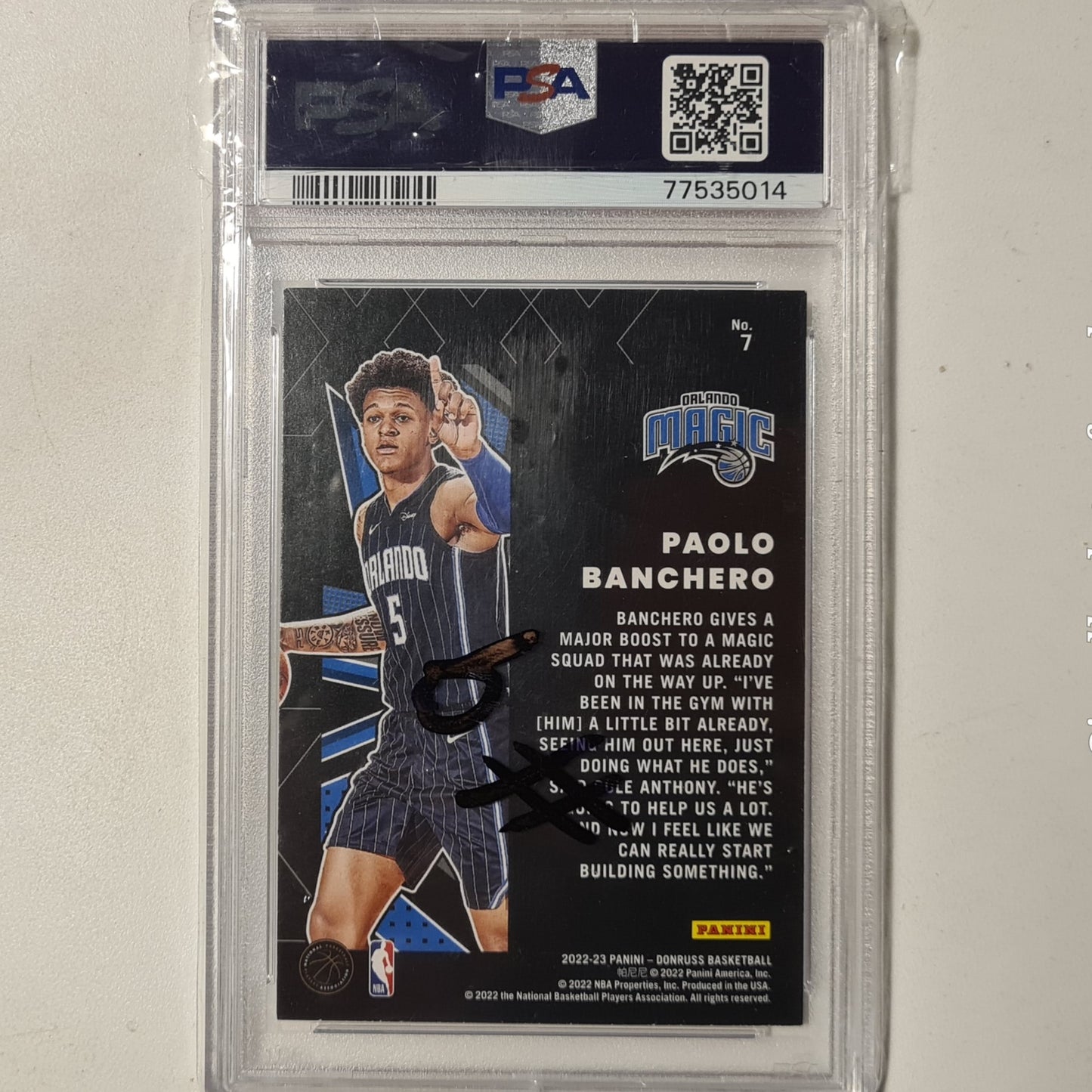 Paolo Banchero 2022-23 Panini Donruss Great x-Pectations rookie RC #7 NBA Basketball Orlando Magic PSA 7 GRADED SLAB