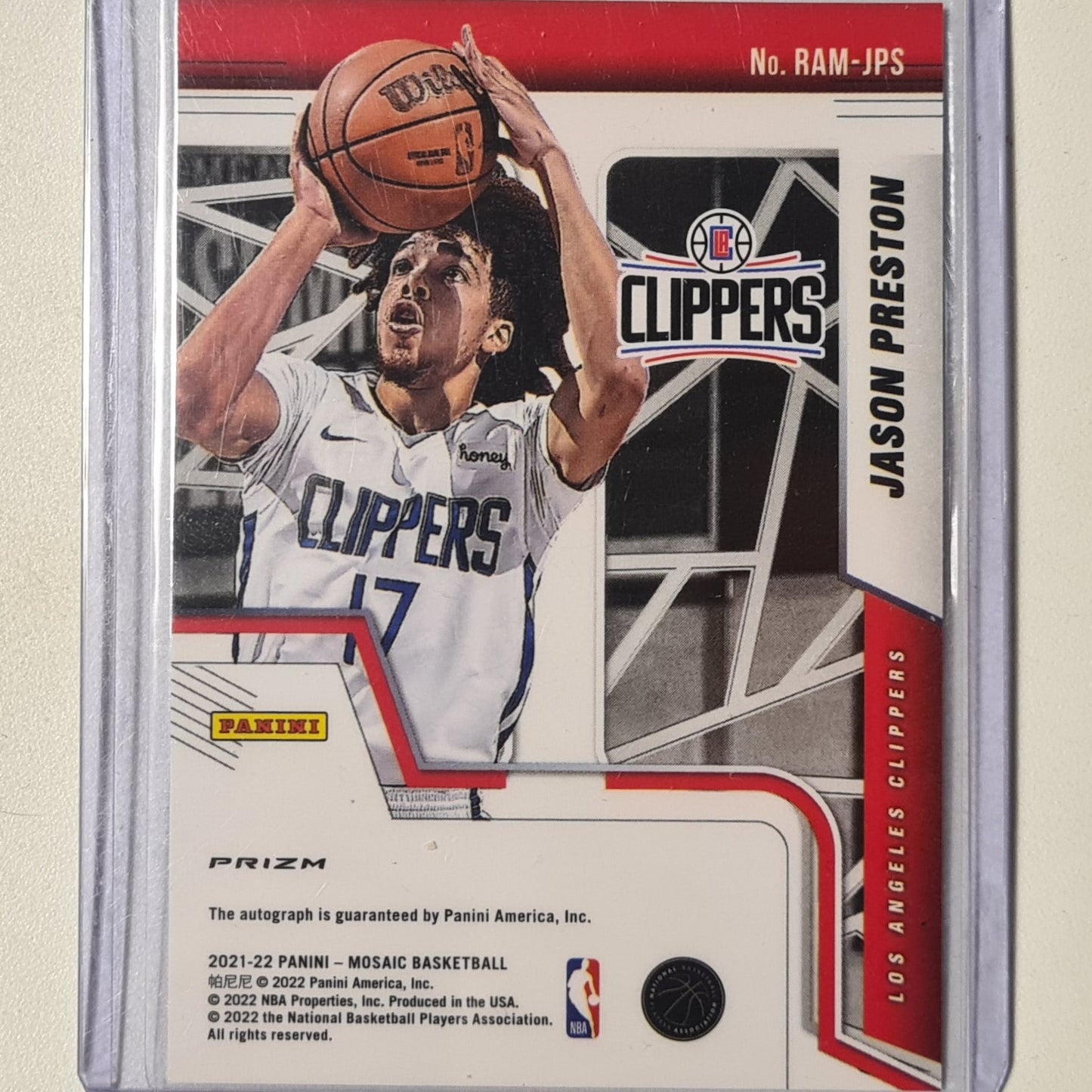 Jason Preston 2021-22 Panini Mosaic Rookie Autographs RC YELLOW RED Prizm RAM-JPS NBA Basketball Los Angeles Clippers excellent