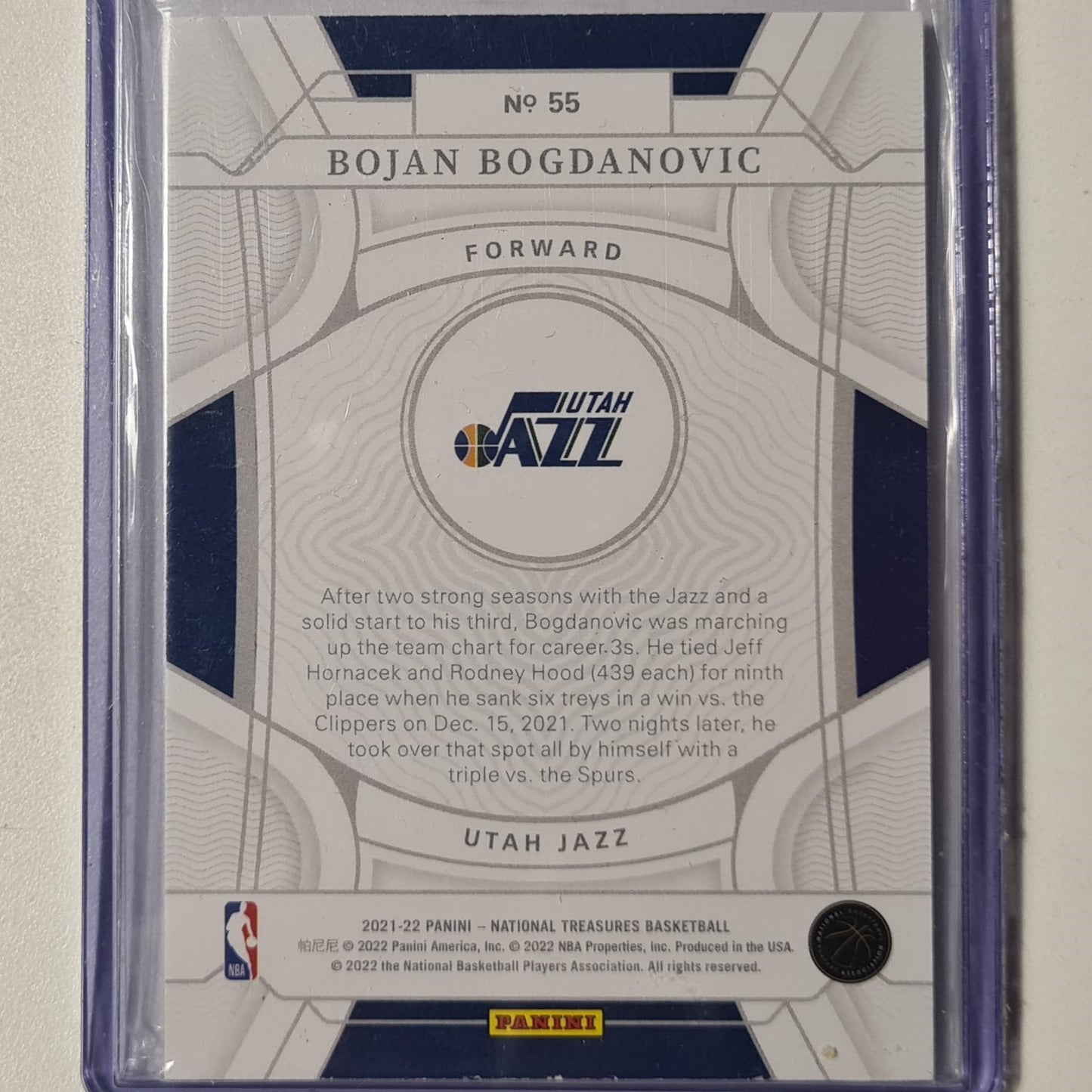 Bojan Bogdanovic 2021-22 Panini National treasures numbered 43/99 #55 NBA Basketball Utah Jazz excellent