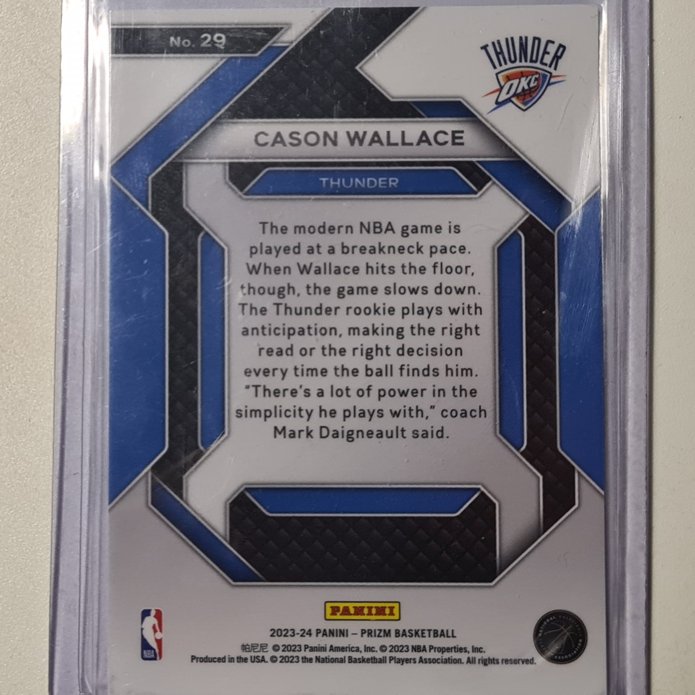 Cason Wallace 2023-24 Panini Prizm Emergent Rookie RC #29 Basketball Oklahoma City Thunder excellent sleeved