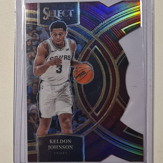 Keldon Johnson 2023-24 Panini Select premier purple prizm die-cut 019/175 #140 Basketball San Antonio Spurs excellent sleeved