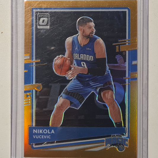 Nikola Vucevic 2020-21 Panini Donruss Optic prizm gold numbered 136/199 #130 NBA Basketball Orlando Magic Excellent Sleeved