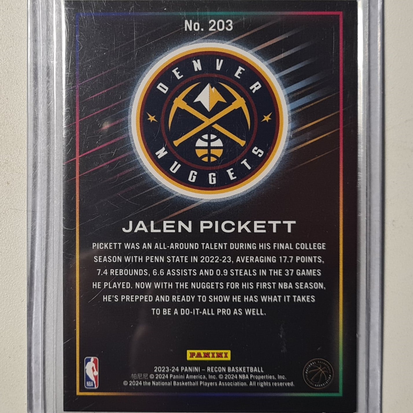 Jalen Pickett 2023-24 Panini Recon Rookie RC 247/299 NBA Basketball Denver Nuggets Excellent