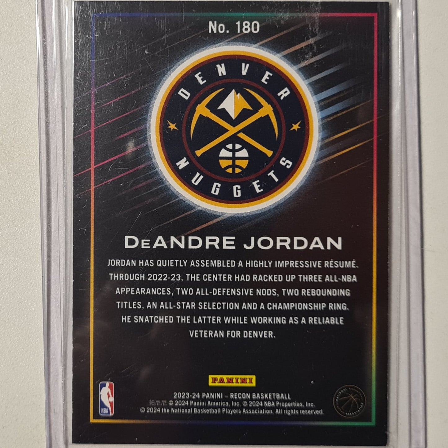 DeAndre Jordan 2023-24 Panini Recon Numbered 87/199 #180 NBA Basketball Denver Nuggets Excellent