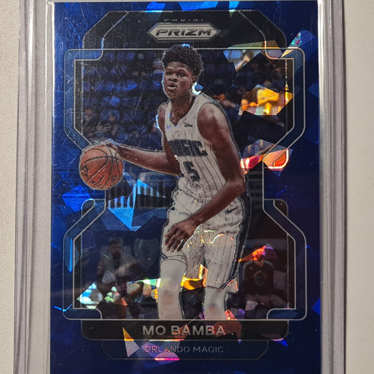 Mo Bamba 2021-22 Panini Select purple Prizm blue cracked ice numbered 092/125 #42 NBA Basketball Orlando Magic Excellent