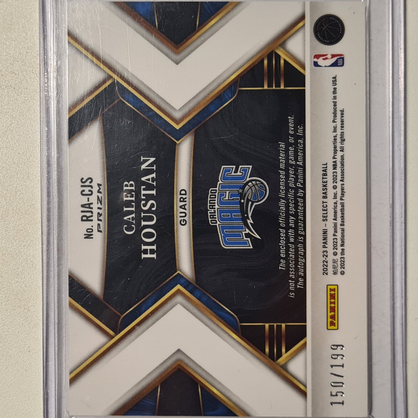 Caleb Houston 2022-23 Panini select rookie RC Auto Patch 150/199 RJA-CJS NBA Basketball Orlando Magic mint sleeved