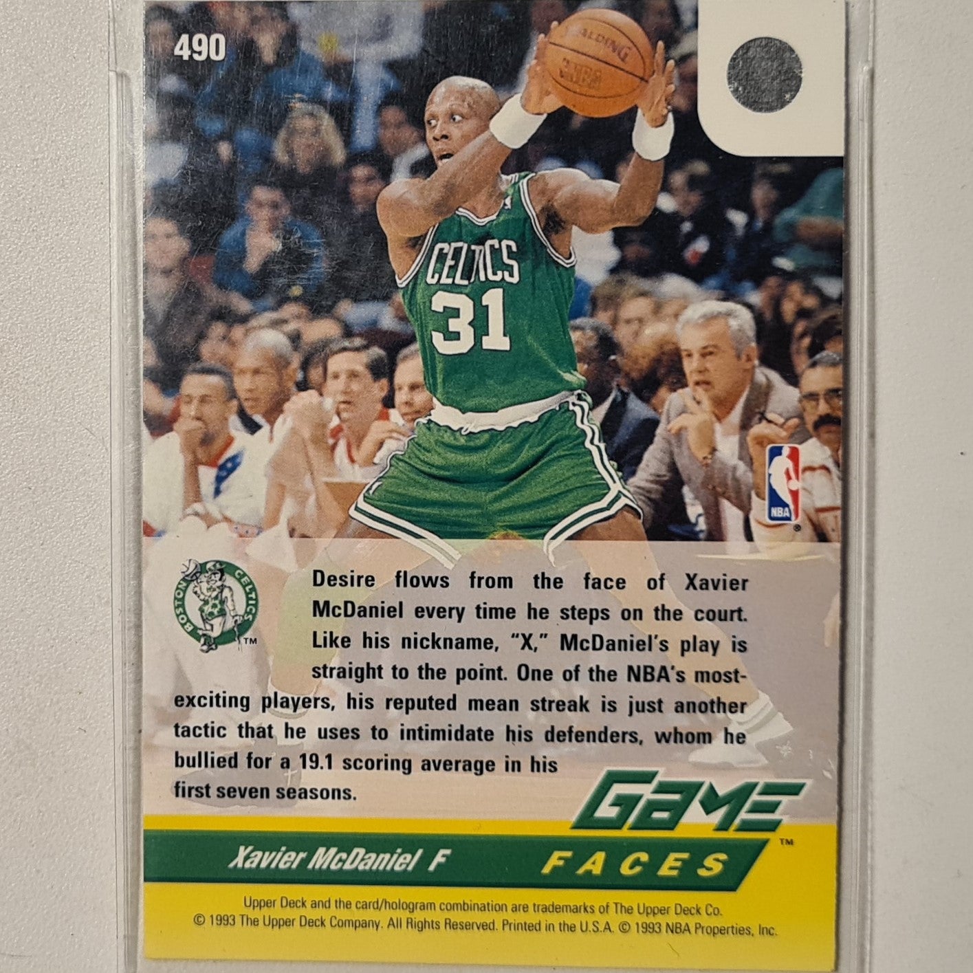 Xavier McDaniel 1993 Upper-Deck Game Faces #490 NBA Basketball Boston Celtics Excellent