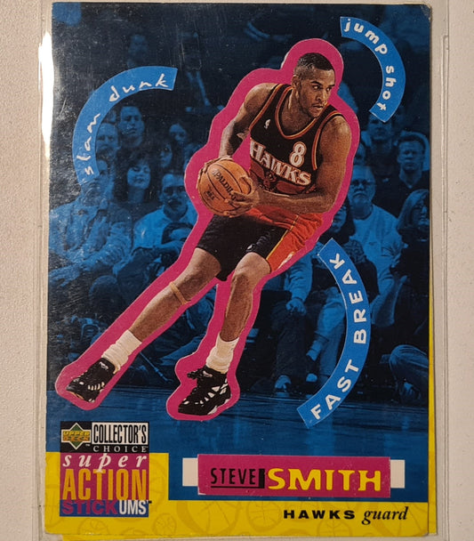 Steve Smith 1996 Upper-Deck super action Stick-ums B1+S1 NBA Basketball Atlanta Hawks good