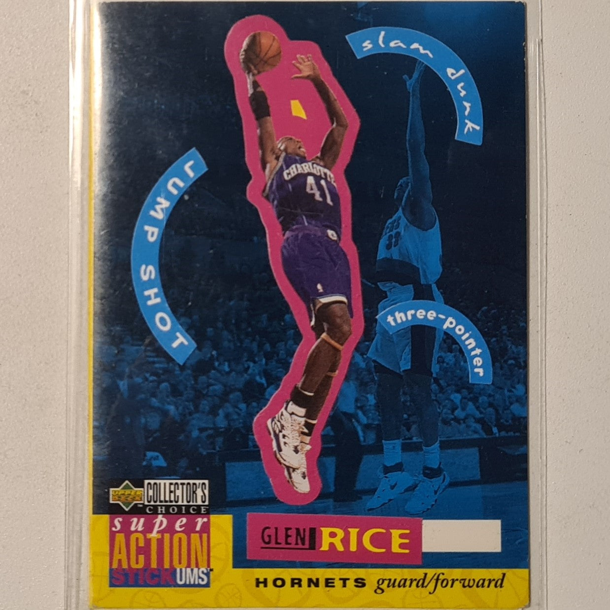 Glen Rice 1996 Upper-Deck super action Stick-ums B3+S3 NBA Basketball Charlotte Hornets good