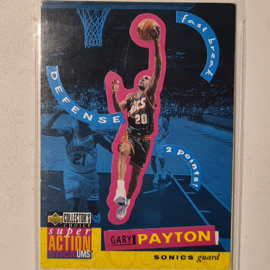 Gary Payton 1996 Upper-Deck super action Stick-ums S25+B25 NBA Basketball Seattle Supersonics good