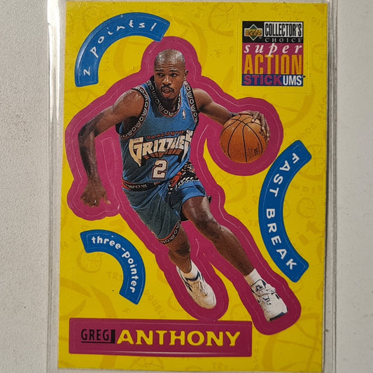 Greg Anthony 1996 Upper-Deck super action Stick-ums S28 NBA Basketball Vancouver Grizzlies good +