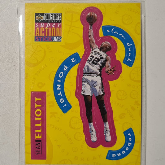 Sean Elliott 1996 Upper-Deck super action Stick-ums S24 NBA Basketball San Antonio Spurs good +