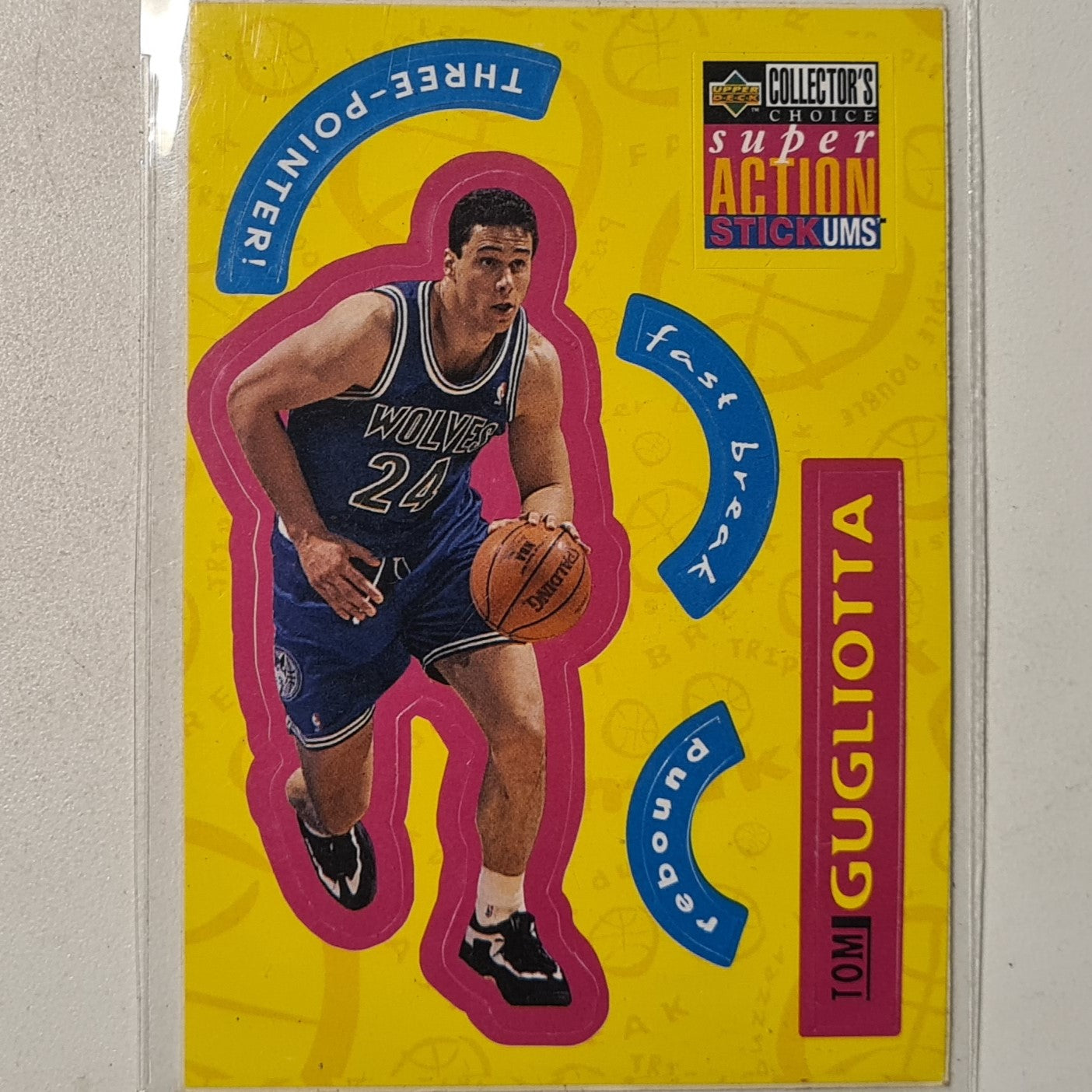 Tom Gugliotta 1996 Upper-Deck super action Stick-ums S16 NBA Basketball Minnesota Timberwolves good +