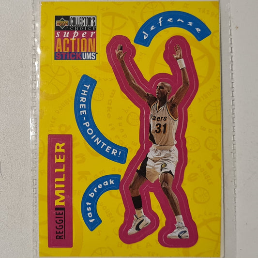 Reggie Miller 1996 Upper-Deck super action Stick-ums S11 NBA Basketball Indiana Pacers good +