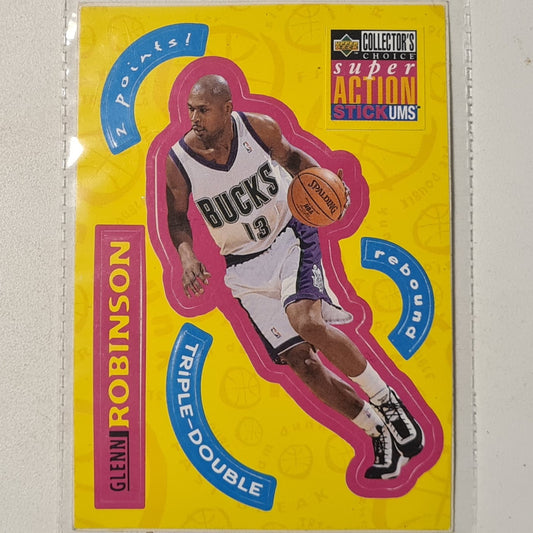 Glenn Robinson 1996 Upper-Deck super action Stick-ums S15 NBA Basketball Milwaukee Bucks good +