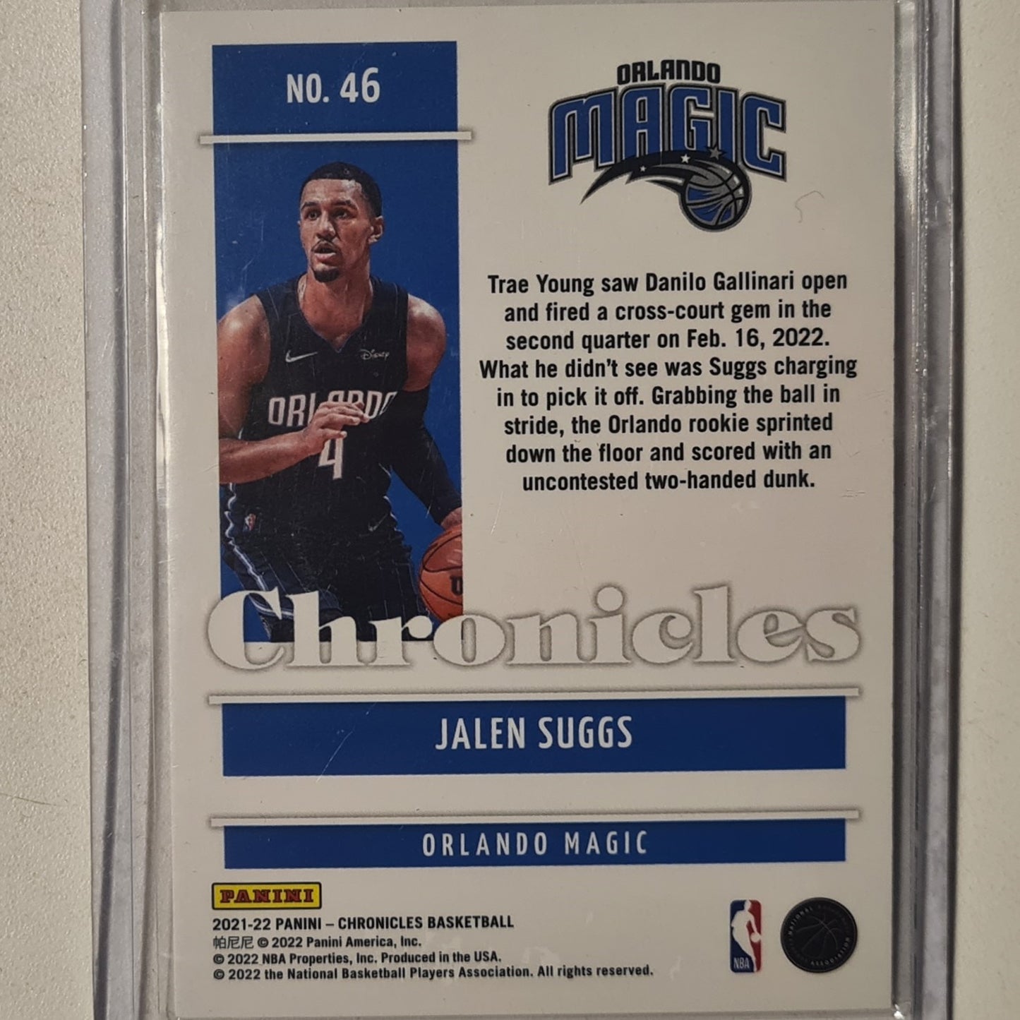 Jalen Suggs 2021-22 Panini Chronicles Rookie RC #46 NBA Basketball Orlando Magic excellent