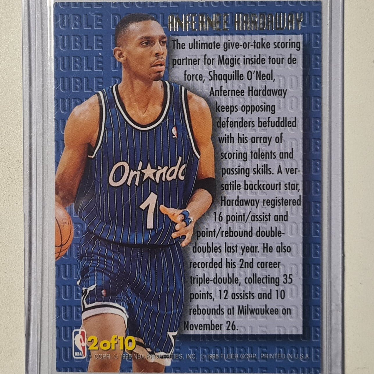 Anfernee Hardaway 1995 Fleer Ultra 95-96 Double Trouble 2 of 10 NBA Basketball Orlando Magic excellent