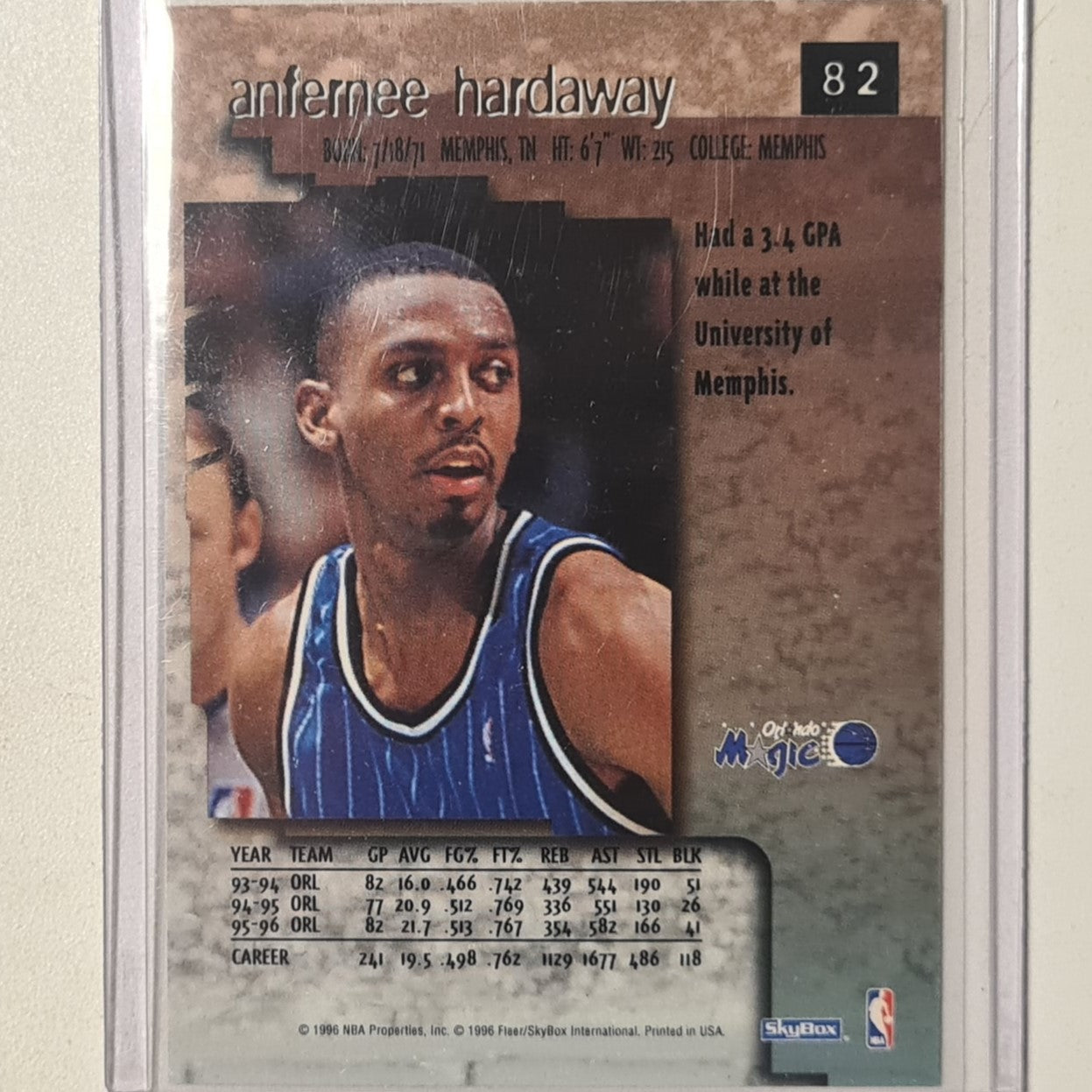 Anfernee Hardaway 1996 Skybox Premium #82 NBA Basketball Orlando Magic excellent