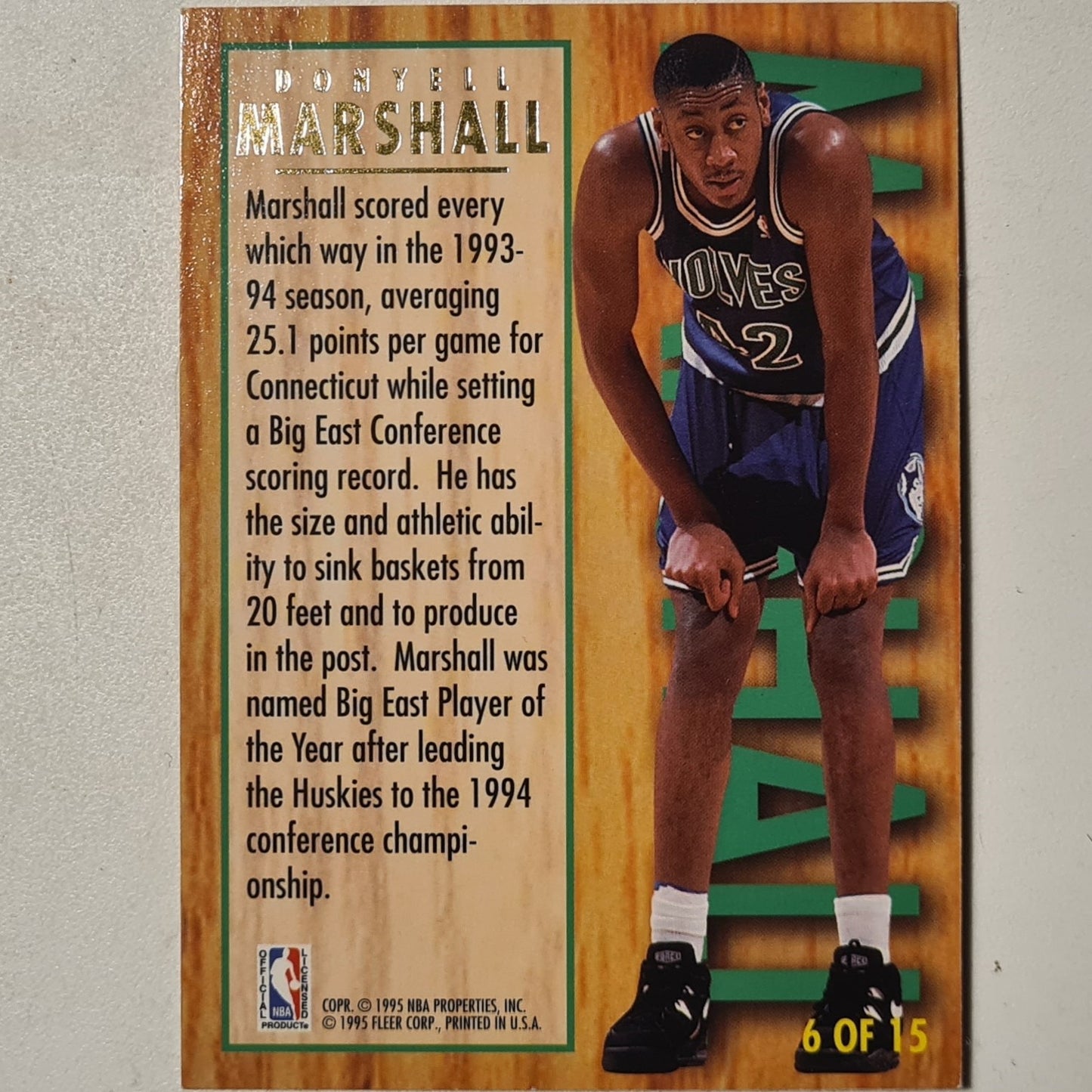 Donyell Marshall 1995 Fleer Ultra 94-95 All-Rookie RC 6 of 15 NBA Basketball Minnesota Timberwolves good/very good