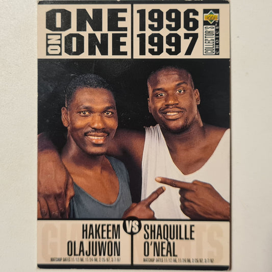 Hakeem Olajuwon vs Shaquille O'Neal 1996 Upper-Deck One on one #357 NBA Basketball Fair/Good Sleeved