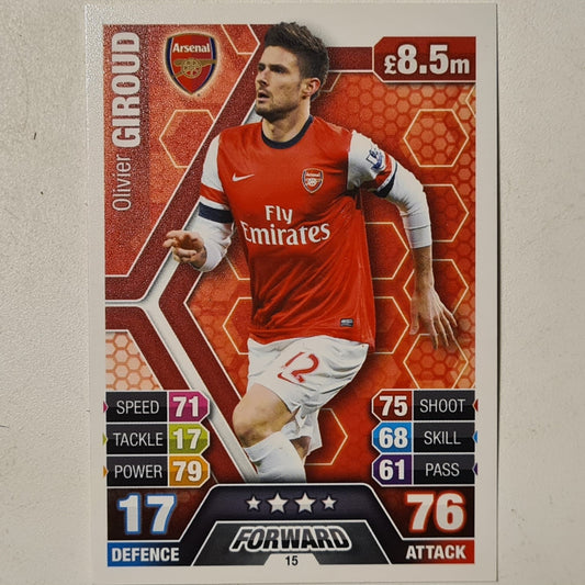 Oliver Giroud 2013-14 Topps Match Attax #15 Soccer Football Arsenal very good sleeved