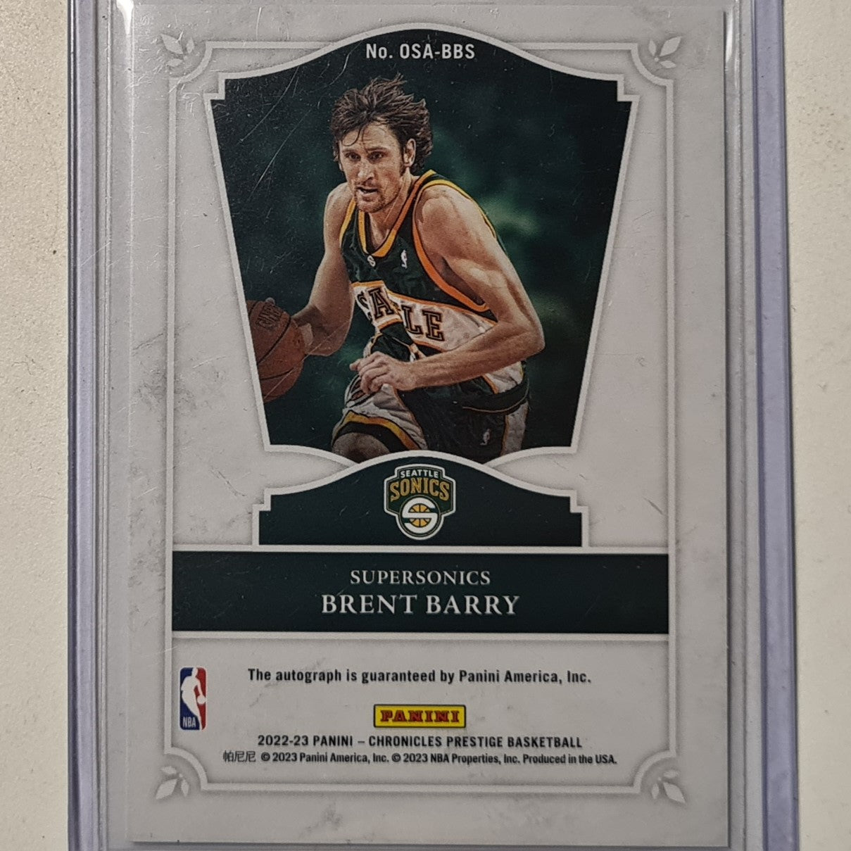 Brent Barry 2022-23 Panini Prestige Old School Auto OSA-BBS NBA Basketball Seattle Super Sonics Mint sleeved