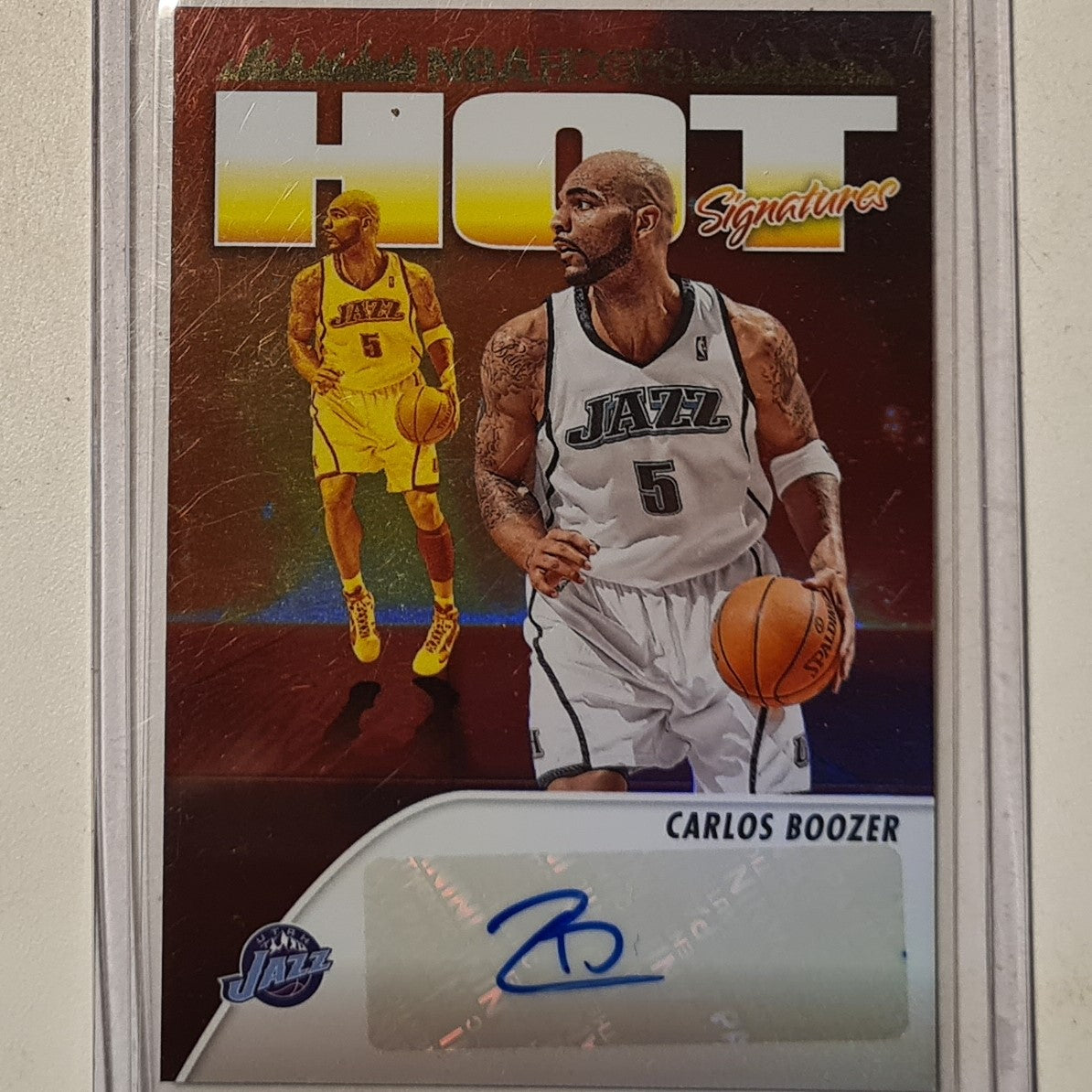 Carlos Boozer 2023-24 Panini NBA Hoops Hot Signatures Auto HS-BOO NBA Basketball Utah Jazz Mint sleeved