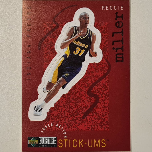 Reggie Miller 1997 Upper Deck Stick-ums S11 NBA Basketball Indiana Pacers Excellent sleeved