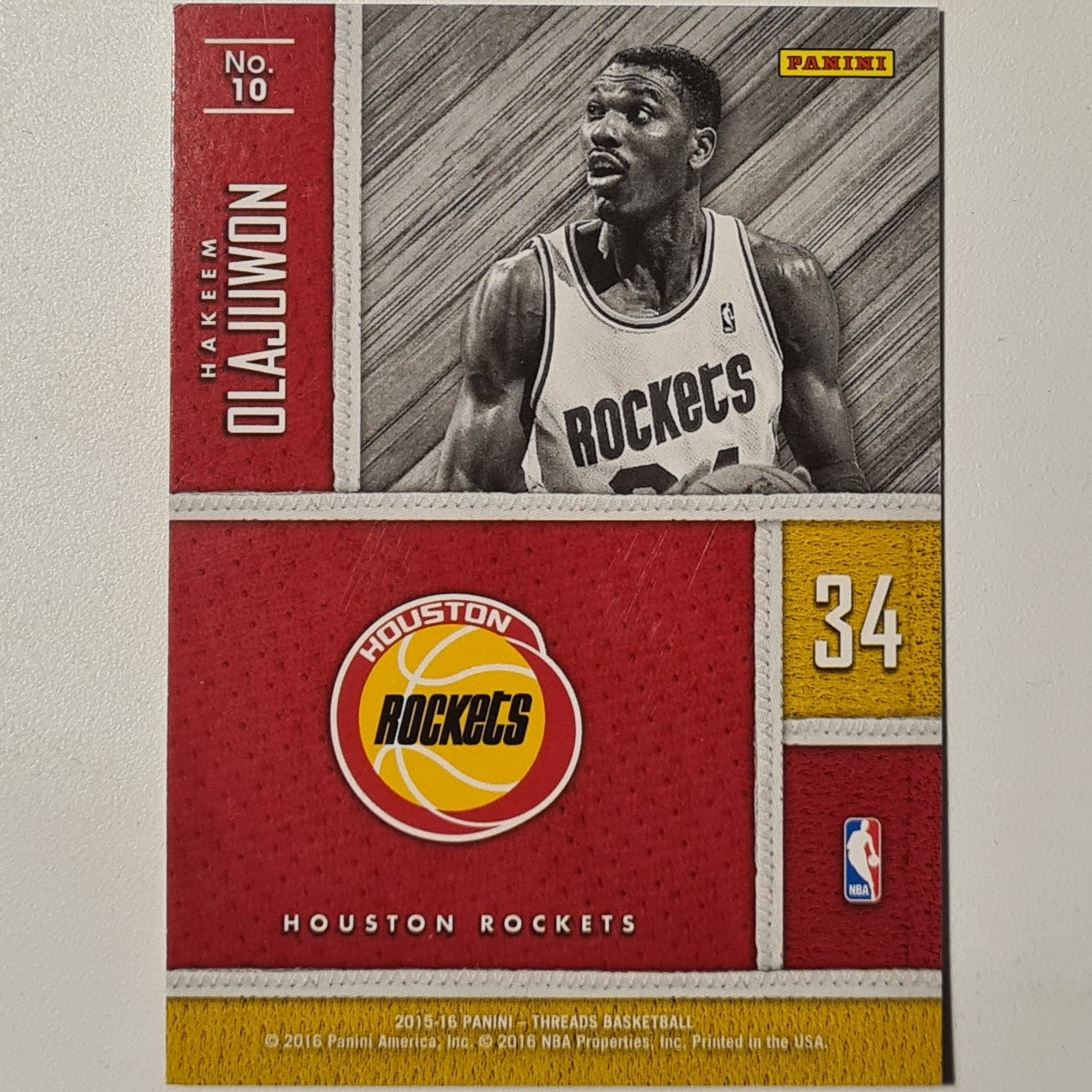 Hakeem Olajuwon 2015-16 Panini Threads Century Greats #10 NBA Basketball Houston Rockets very good-Excellent