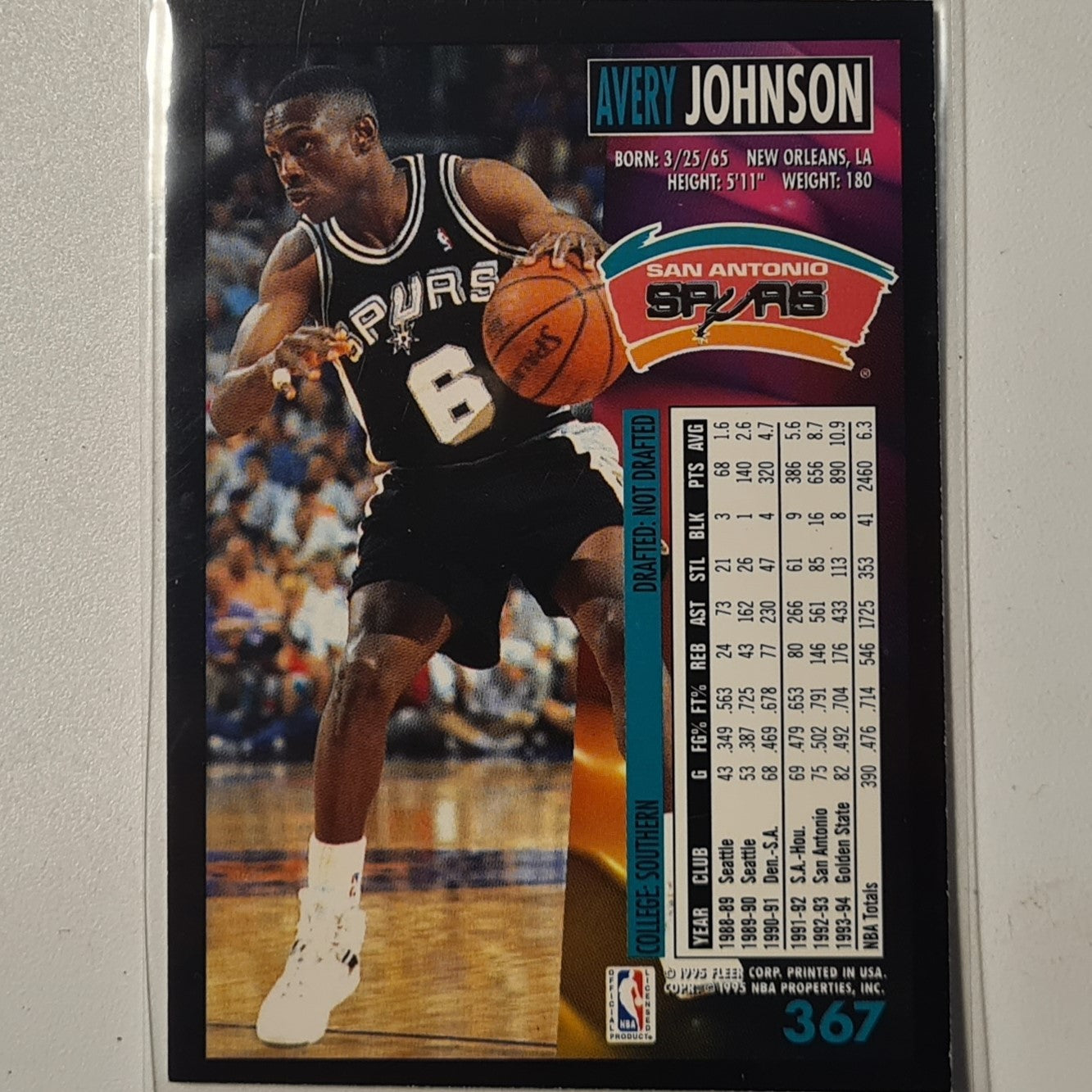 Avery Johnson 1995 Fleer 94-95 #367 NBA Basketball San Antonio Spurs Excellent +