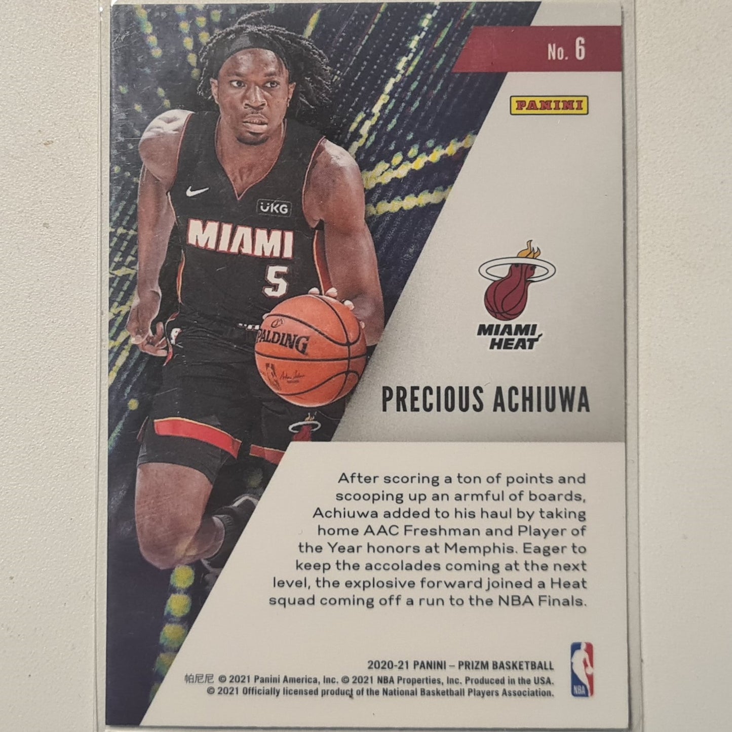 Precious Achiuwa 2020-21 Panini Prizm instant impact Rookie RC #14 NBA Basketball Miami Heat EX-MINT sleeved