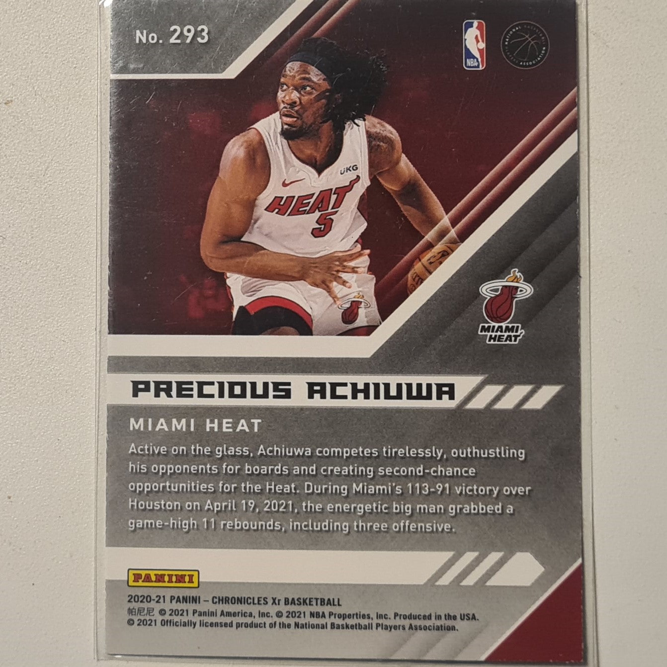 Precious Achiuwa 2020-21 Panini Chronicles XR pink Rookie RC #293 NBA Basketball Miami Heat Excellent/mint sleeved