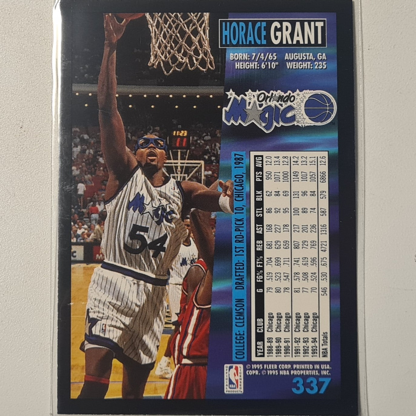 Horace Grant 1995 Fleer 94-95 #337 NBA Basketball Orlando Magic Excellent sleeved