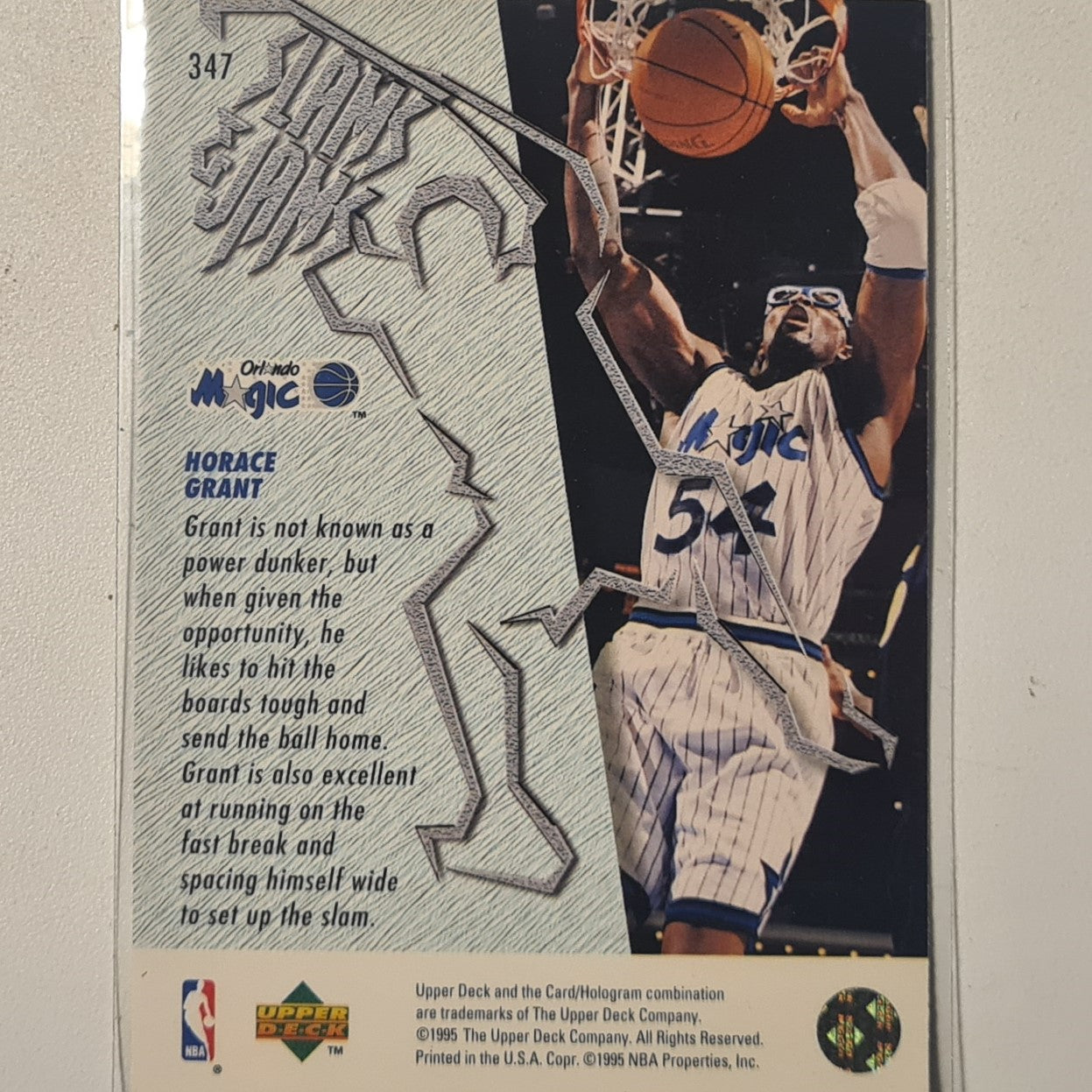 Horace Grant 1995 Upper-Deck Slams & Jams  #347 NBA Basketball Orlando Magic Stunning sleeved