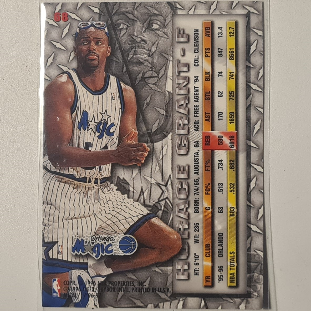 Horace Grant 1996 Fleer Metal 96-97   #68 NBA Basketball Orlando Magic Stunning sleeved