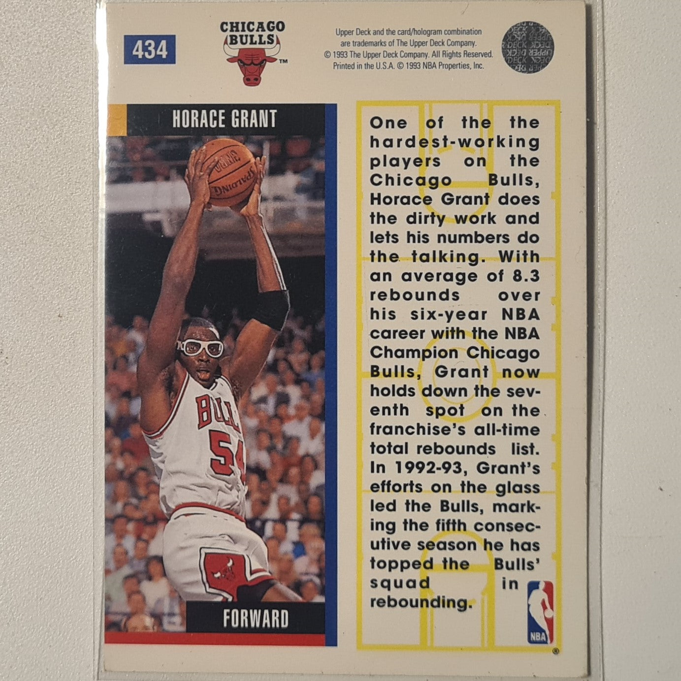 Horace Grant 1993 Upper-Deck Executive Board #434 NBA Basketball Chicago Bulls very good-Excellent sleeved