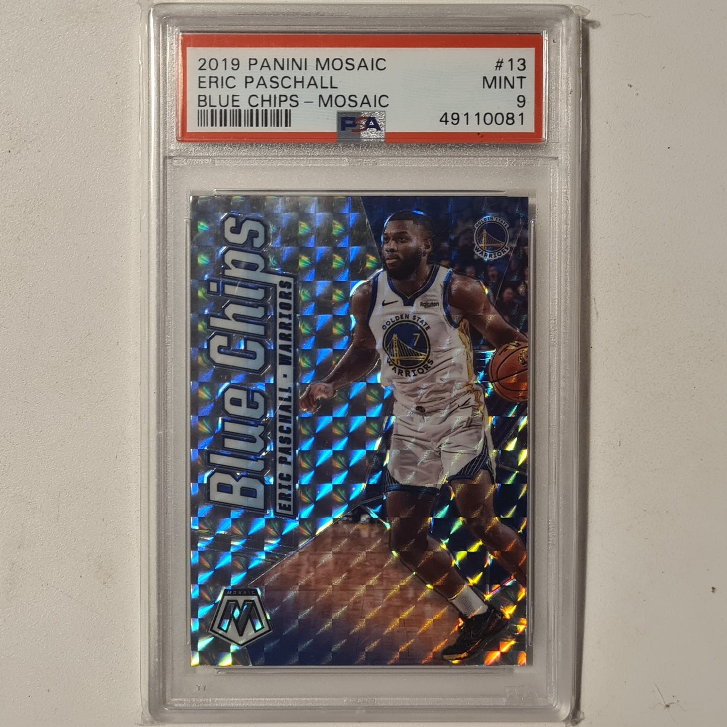 Eric Paschall 2019-20 Panini Mosaic Blue Chips prizm #13 NBA Basketball PSA 9 MINT GRADED SLAB