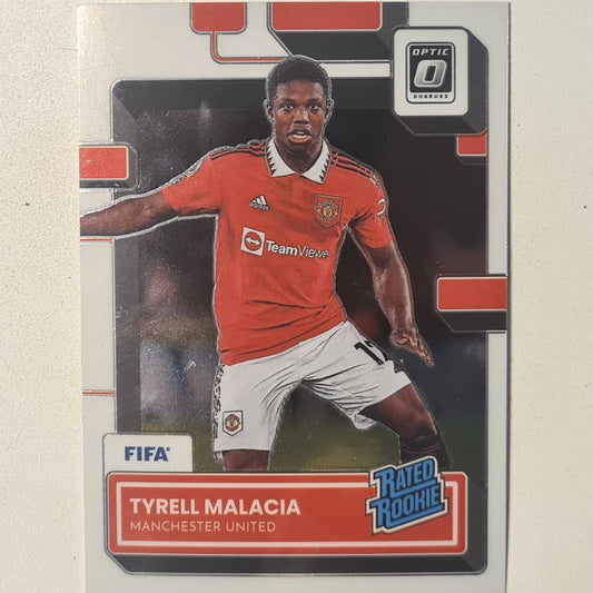 Tyrell Malacia 2022-23 Panini Donruss Optic Rated Rookie RC #200 Soccer Football Manchester United excellent +