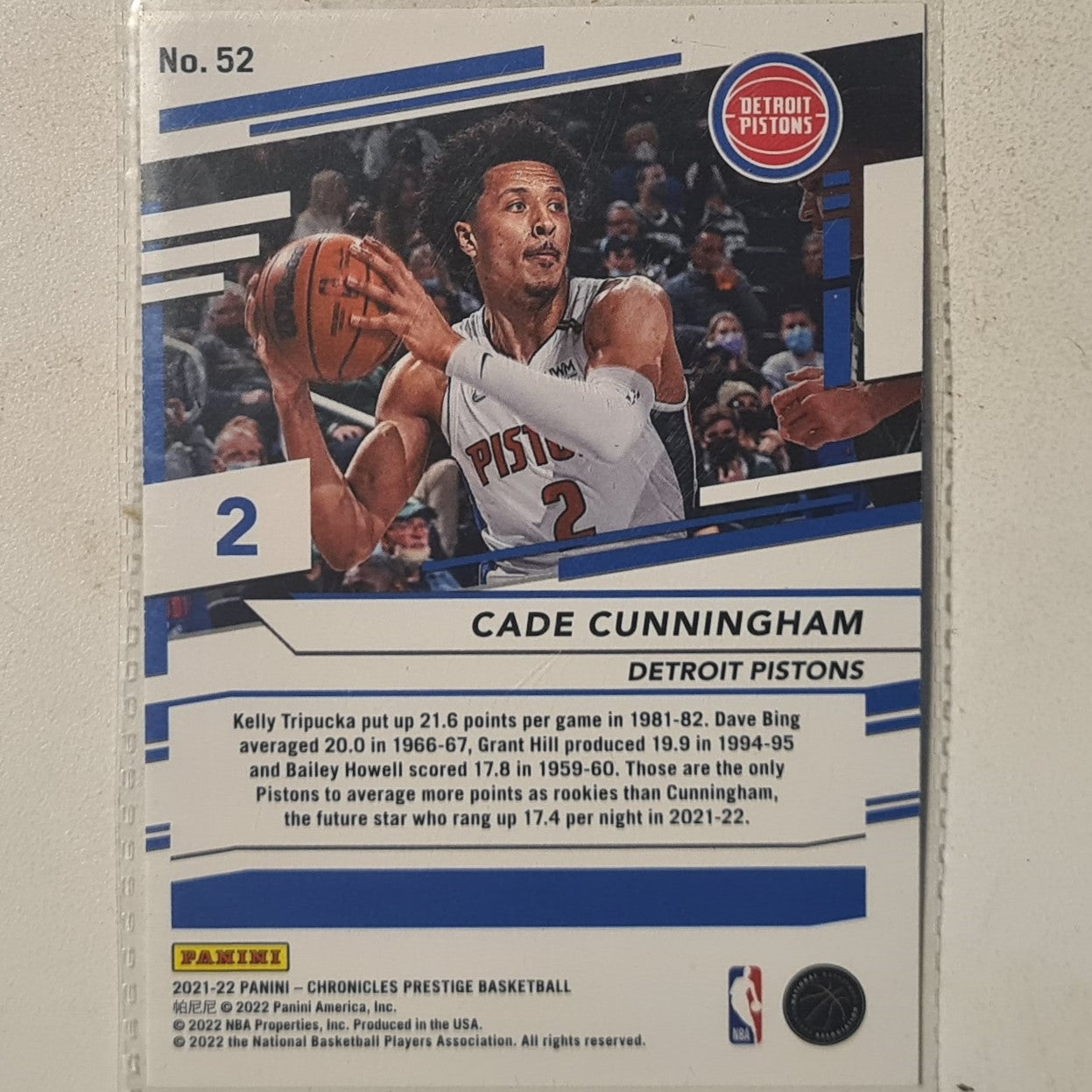 Cade Cunningham 2021-22 Panini Chronicles Prestige Rookie RC #52 NBA Basketball Detroit Pistons Excellent Sleeved