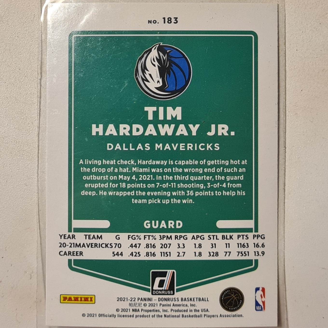 Tim Hardaway Jr 2021-22 Panini Donruss orange laser #183 NBA Basketball Dallas Mavericks Excellent sealed