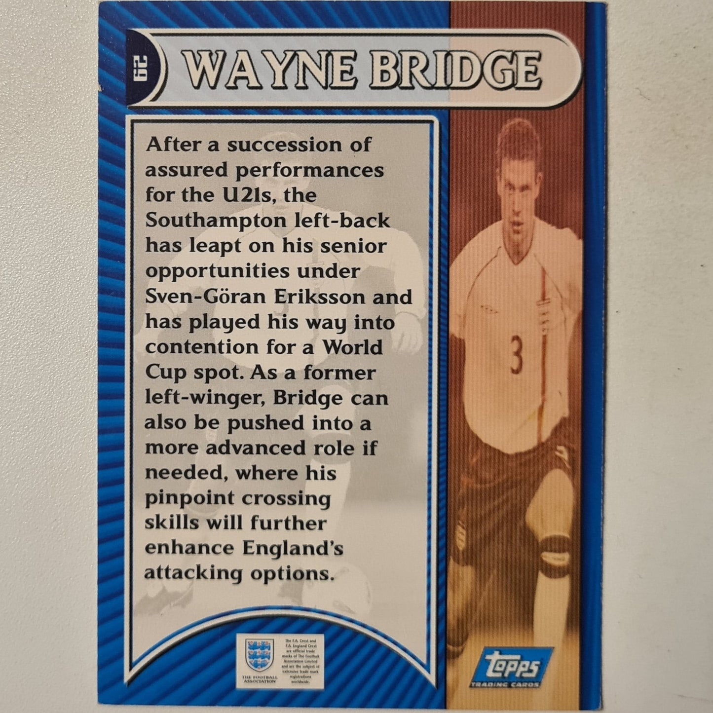 Wayne Bridge Topps England national team #29 Soccer Football England good sleeved