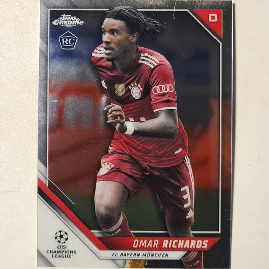 Omar Richards 2022 Topps Chrome champions league Rookie RC #146 Soccer Football Bayern Munich Excellent sleeved